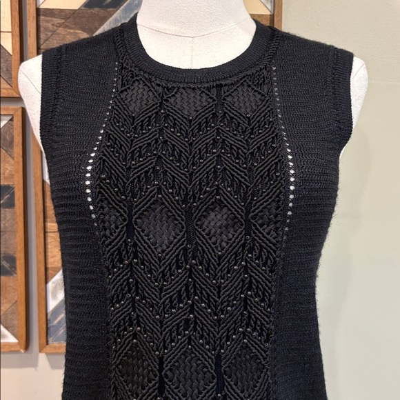 Ralph Lauren Collection Hand Knit Macrame Fringe Sleeveless Silk Sweater Top S - Picture 2 of 14